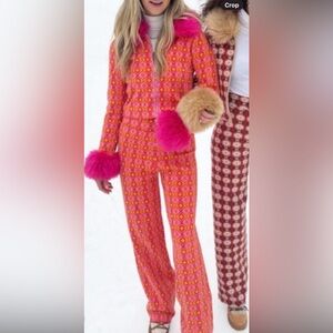 Apres ski outfit pink orange xs/m show me your Mumu Zermatt knit pant ski set